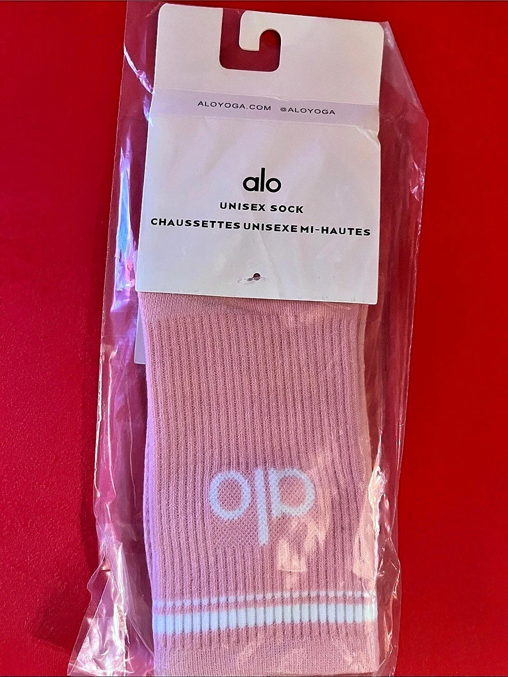 Alo Athletic Crew Socks in Pink NWT